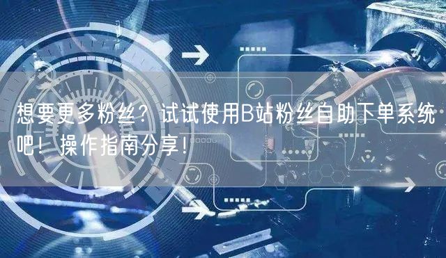 想要更多粉丝？试试使用B站粉丝自助下单系统吧！操作指南分享！
