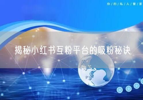 揭秘小红书互粉平台的吸粉秘诀