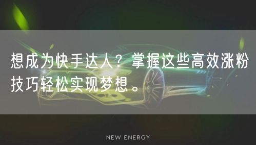 想成为快手达人？掌握这些高效涨粉技巧轻松实现梦想。